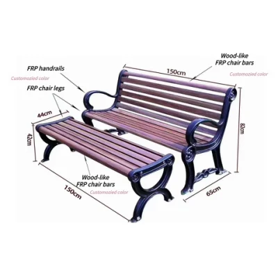 Park Chair (FRP) Fiber Glass Chairs Corrosion Resistant Outdoor Chair Color Is Optional Glass Fiber Reinforced Plastic Chair Easy to Assemble with Armrest